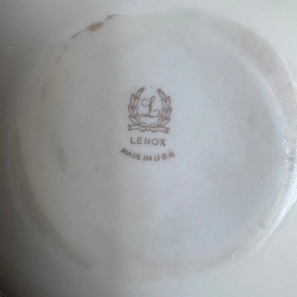 Vintage Lenox Pink Rose Trinket Dish Gold Trim Porcelain Ash Tray USA Made